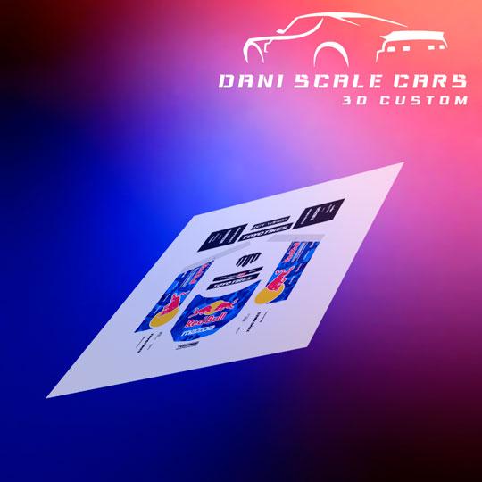 Decals RX7 Red Bull Mad Mike 2 1/64 Hot Wheels