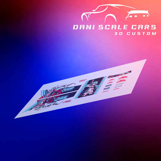 Decals Itasha Miku 3 1/64 Hot Wheels